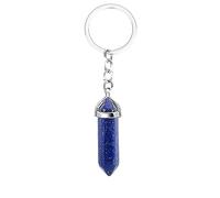 Llavero De Cristal Con Gema De Chakra, Columna Hexagonal, Llavero De Coche, Plata, Piedra De Lapislázuli Natural, Llavero De Motocicleta, Decoración De Bolso, Etiqueta De La Suerte Para Niñas, Mu