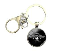 Llavero de cristal cúpula joyería redonda histórica ruta 66 USA llavero mujeres hombres llaveros redondos, blanco, L