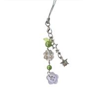 Llavero de cristal verde de la suerte de 4 hojas accesorios de moda coreanos para abalorios bolsa de abalorios decoración de teléfono cadena de teléfono, フリーサイズ