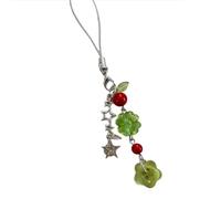 Llavero de cristal verde de la suerte de 4 hojas accesorios de moda coreanos para abalorios bolsa de abalorios decoración de teléfono cadena de teléfono, フリーサイズ