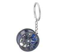 Llavero de cubo de rueda, aleación de zinc, 9,2 x 3,7 cm, modelo de pieza de automóvil, de metal en forma de coche, para mochilas, bolsos, llaves, decoración, azul, Refer to description