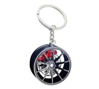 Llavero de cubo de rueda de automóvil, llavero de metal con forma de cubo de rueda, llavero de aleación de zinc para mochilas, bolsos, llaves de coche, rosso, Refer to description