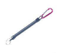 Llavero de cuerda de bobina con mosquetón y gancho de clip de seguridad, diseñado para un acceso seguro y rápido en escenarios de pesca y al aire libre (rojo rosa)