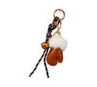 Llavero de cuerda trenzada, campanas, guantes, bolso, colgante, accesorios de mochila de moda para bolso, decoración de bolso, regalos, Marrón, 16cm in length