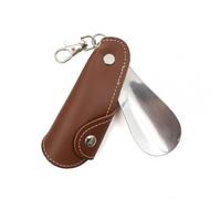 Llavero De Cuerno Para Zapatos - Llavero Con Cuerno Para Galán De Zapatos | Cuerno Para Zapatos De Viaje Mango De PU | Calzador De Acero Inoxidable Con Llavero | Portach, Marrón oscuro,