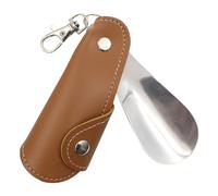 Llavero De Cuerno Para Zapatos - Llavero Con Cuerno Para Galán De Zapatos | Cuerno Para Zapatos De Viaje Mango De PU | Calzador De Acero Inoxidable Con Llavero | Portach, marrón,