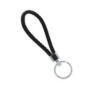 Llavero de Cuero de Imitación Trenzado con Anilla de Acero Inoxidable, Correa Cuerda para Hombre y Mujer, para Llaves de Casa, Coche, Motocicleta y Bicicleta (Negro)