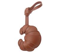 Llavero de Cuero en Forma de Croissant Marrón - Accesorio Decorativo para Coche, Bolso o Mochila, Llavero de Piel PU para Mujeres y Hombres, Charms Original de Estilo Francés, Regalo Único y Divertido