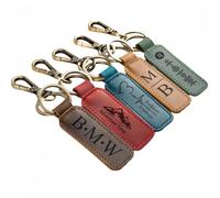 Llavero De Cuero Grabado Personalizado Para Hombre, Con Nombre, Iniciales Y Texto En Cuero Genuino, Ideal Como Regalo Para El Día Del Padre, Graduación O Como Accesorio Para El Coche O El Bolso