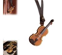 Llavero de cuero hecho a mano para violín y violonchelo, llavero de instrumento musical en miniatura, llavero de instrumento musical, regalo para los amantes de la música (A)