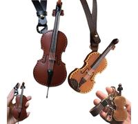 Llavero de cuero hecho a mano para violín y violonchelo, llavero de instrumento musical, llavero de instrumento musical en miniatura, regalo de instrumento musical, adorno de Navidad B)