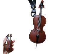 Llavero de cuero hecho a mano para violín y violonchelo, llavero de instrumento musical, llavero de instrumento musical en miniatura, regalo de instrumento musical, adorno de Navidad (B)