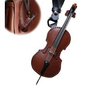 Llavero de cuero hecho a mano para violín y violonchelo, llavero de violín, llavero de instrumento musical, marrón, Talla única