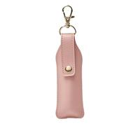 Llavero de cuero para bálsamo labial - Estuche compacto para lápiz labial que cabe en su bolsa de viaje, con llavero seguro | Elegante bolsa de lápiz labial para niñas y mujeres, labio portátil, Rosa