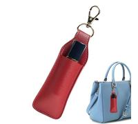 Llavero de cuero para lápiz labial LeaderHerr - Llavero con estilo para pintalabios | Bolsa de cuero vegano con forma de corazón para llave de espejo, ligero y duradero, perf