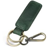 Llavero de cuero personalizado con nombre y número de identificación, llavero universal con coordenadas para hombres, mujeres y papás. El mejor regalo para aniversarios y cumpleaños (VERDE)