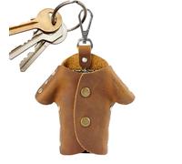 Llavero de cuero | Titular de llave | Cubierta de llavero | Portabolsas para llaves de coche | con forma de ropa, organizador de llaves de moto, para mujeres y hombres, bolso, pantal, marrón, Se