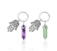Llavero De Curación De Cristal De 2 Piezas, Joyas De Cristal De La Suerte, Resolución De Ansiedad, Regalos De Cumpleaños para Colegas (Morado, Azul).