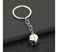 Llavero de dados de aleación de zinc con dije de Dios de juego y adorno de la suerte, bonito colgante de mochila para decoración de bolsos, llave compacta y ligera para accesorio de anillo (01)