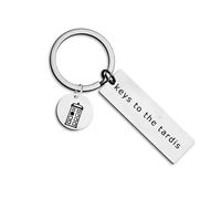 Llavero de Doctor Who, llavero de acero inoxidable para los tardies, regalo de graduación para hombres y mujeres, llavero de Dr. Who, regalo para los amantes del Dr, plata, 12*50mm
