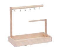 Llavero de entrada - Caja para llaves de entrada, Percha de mesa de madera maciza | Organizador de joyas con 6 ganchos, organizador decorativo de apoyo para aros colgantes largos