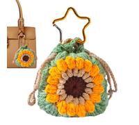 Llavero de esquina Purse, gancho Sunflower Wallet Charm 3,54 x 3,54 pulgadas, portátil Drawstring Pouch for Women, Men, Girls, Teens, School Bags, Handbags, Cards, Keys, multicolor, single attribute