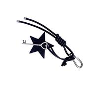 Llavero de estrella hecho a mano de cuero de PU, llavero de cuerda trenzada de moda, decoración de bolsos para mujer, decoración de bolsos elegante, aleación, llavero de coche de poliuretano, Negro