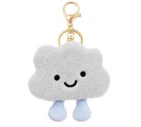 Llavero de felpa con diseño de nube, adorable llavero con cordón | Colgante de felpa suave sonriente para bolso, mochila, coche, llavero, accesorios, regalo para mujeres y niñas, color gris