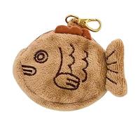 Llavero de felpa con forma de pez, mini bolsa de muñeca con cremallera, colgante suave ajustable para mujer