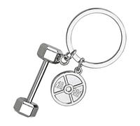 Llavero de fitness con colgante de mancuernas con diseño de pesa rusa, aleación de zinc, duradero, ligero, bolsa de 24 G, llavero de coche, elegante, dorado, negro, resistente a los arañazos, elegante