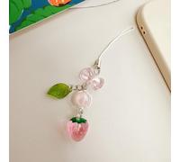 Llavero de fresa, 1 paquete de colgante acrílico con diseño de hoja, bonito accesorio de cadena de teléfono para mujeres y niñas, decoración de bolsa (02)