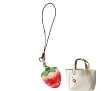 Llavero de fresa - Observador colgante de resina, pequeña decoración más pequeña | Colgante con motivo de fresa de tomate y tomate sintético, adorno de bolsillo portátil para, Strawberry,