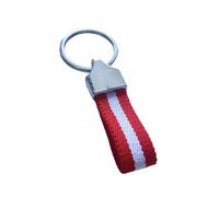 Llavero de Fútbol Atléti Madrid, Diseño Rojiblanco Atlético con Bandera Elástica Lona para Hombre y Mujer (Corto Rayas - 5 cm)