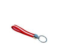 Llavero de Fútbol Atléti Madrid, Diseño Rojiblanco Atlético con Bandera Elástica Lona para Hombre y Mujer (Largo Rayas - 11 cm)
