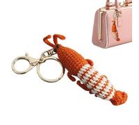 Llavero de gambas de ganchillo, llavero de ganchillo - Dotado de camarones tejidos a mano de dibujos animados, decoración de llave suave y cómoda para llaves de coche, bolsas de mochila, S
