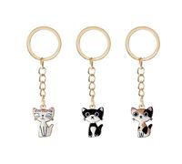 Llavero De Gatito Sentado Y De Pie De 3 Piezas, Lindos Y Lindos Adornos De Mochila, Coles De Almacenamiento Antipérdida De Llaves, Regalos para Amantes De Los Gatos.