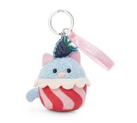 Llavero de gato Cupcake Lass Dich feiern! 7 cm - azul - colgante de peluche versátil - con mensaje en elegante cinta de satén, para ti o tus seres queridos | 62864