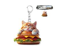 Llavero de gato de Hamburgo - 2D Acrylanime - Charm - Cute Food Design Bag Anhänger - kann auch als Innenspiegelanhänger verwendet detCharm perfekt in das Bild der Katze ein und macht eine auffäll