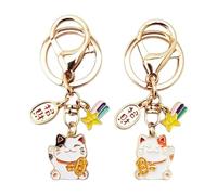 Llavero De Gato De La Suerte De 2 Piezas, Cole De Gato De La Suerte, Llavero De Gato Lindo, Llavero De Animales De Dibujos Animados, Llavero para Niños, Cole De Bolso Creativo