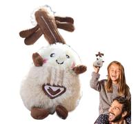 Llavero de guitarra genérico colgante, plush Guitar Doll, 5.91 in Lindo Fashion Ornament, Portable Novelty Dibujos Animados, Bag and Purse Decor for Girls, Women, Gift Use, Beige Eyes Open, Se référer