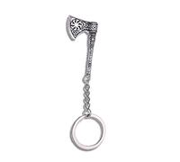 Llavero de hacha vikinga, símbolo de guerrero de runa nórdica, regalo para hombres, plata, Talla única