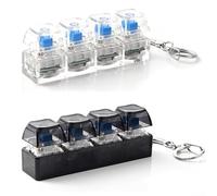 Llavero de juguete con teclado RGB con 4 botones de clic, luz LED, alivio mecánico del estrés para oficina, escuela, viajes, dispositivo portátil de alivio de ansiedad ABS, negro y transparente