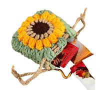 Llavero de la esquina de la bolsa, Woven Coin Purse, Sunflower Keyring Charm, portátil de la moneda, moda de la esquina del bolso de la correa, correa protectora de la moneda, llavero de la bolsa de