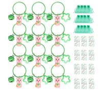 Llavero de la suerte del día de San Patricio, colgante de llavero de San Patricio, 12 x de San Patricio de cerdo verde, decoración rústica de temporada con colgante de tarjeta y pentagr