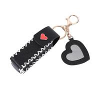 Llavero de labial - Tarta de lápiz labial impermeable para mujer | Tapa de labios portátil con soporte para pintalabios incluida, Negro, riferimento alla descrizione, Ver descripción