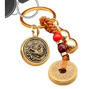 Llavero de latón con forma de calabaza | Moneda de emperadores chinos | Llavero de latón para la riqueza del éxito, longevidad, colgante de moneda, God Tiger Turn +