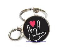 Llavero de lenguaje de señas I Love You - Llavero de lenguaje de señas - Llavero con encanto - Llavero ASL - Joyería de letra-JV316