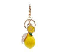 Llavero de Limón, Creativo Lindo Frutas Colgante Llavero, Llavero de Cristal Llavero Coche Charms Keychain Key Ring