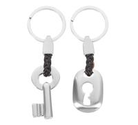 Llavero de los Pares Llavero de Cuero Creativo de Cerradura Dominante Anillo(Plata)