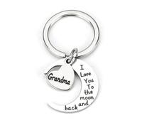 Llavero de luna de acero inoxidable personalizado con colgante de corazón, regalos sinceros para abuela, llavero con texto en inglés "I Love You to the Moon and Back", regalo perfecto de cumpleaños o